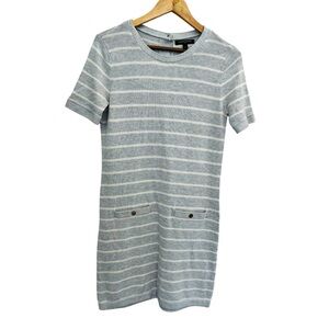 Banana Republic Light Gray Striped Knit Sweater Dress Nautical Size Small